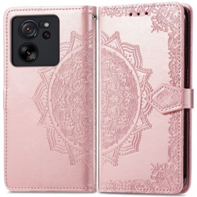 Levné Kryty Peněženkové pouzdro Embossing Pattern Mandala Flower Xiaomi 13T / 13T Pro růžové