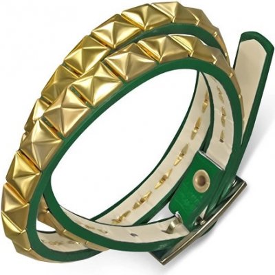 Šperky eshop kožený zelený opasek zlaté pyramidy AB21.16 – Zboží Mobilmania