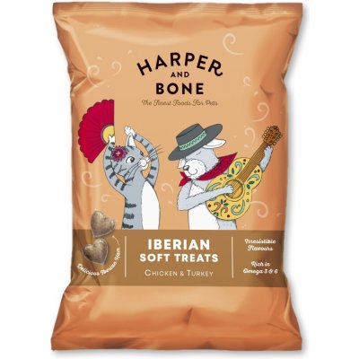 Harper and Bone Cat Dog iberské měkké pamlsky kuře a krůta 90 g