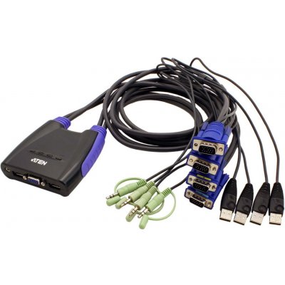 Aten CS-64US DataSwitch elektronický 4:1 (kláv.,VGA,myš,audio) USB – Sleviste.cz
