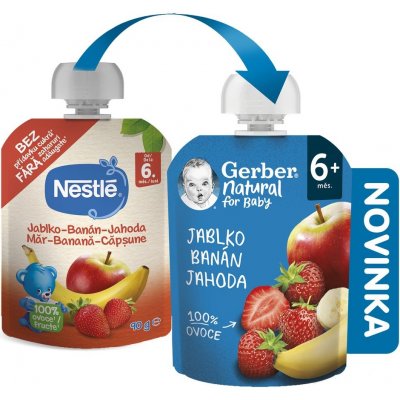 Gerber Natural kapsička jablko banán a jahoda 90 g – Zbozi.Blesk.cz