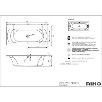 Riho LINARES 170 x 75 cm BT4400500000000 – Hledejceny.cz