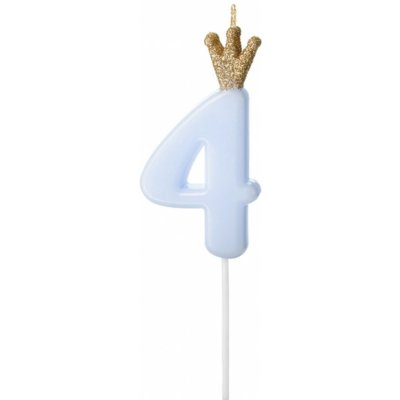 PartyDeco Narozeninová svíčka s číslem 4 modrá – Zboží Mobilmania