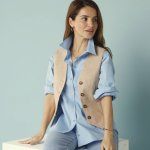 Klasická vesta pro menší postavu béžová – Zboží Dáma