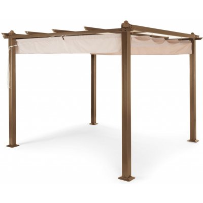 Blumfeldt Pantheon Rust, pergola, hliníkové hranaté trubky, 3 x 3 m, 4 rohové sloupy, voděodolná Hnědá – Zbozi.Blesk.cz