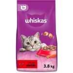 Whiskas suché krmivo pro dospělé kočky s hovězím masem 3,8 kg – Hledejceny.cz