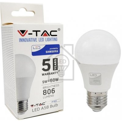 V-TAC LED žárovka E27 9W náhrada 60W SAMSUNG CHIP neutrální bílá VT-210_SKU-229 – Zboží Živě