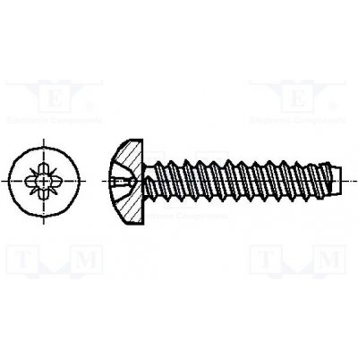 BOSSARD 2097249 Vrut; do kovu; 2,2x4,5; Hlava: válcová; Pozidriv; PZ1; ocel; zinek – Hledejceny.cz
