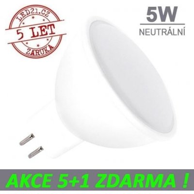 LED21 LED žárovka 5W GU5.3 320lm 12V DC Neutrální bílá, 5+1 – Zboží Živě