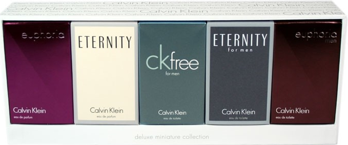 Calvin Klein Euphoria Woman 4 ml + Eternity Woman 5 ml + CK Free 10 ml + Eternity Man 10 ml + Euphoria Man 10 ml dárková sada