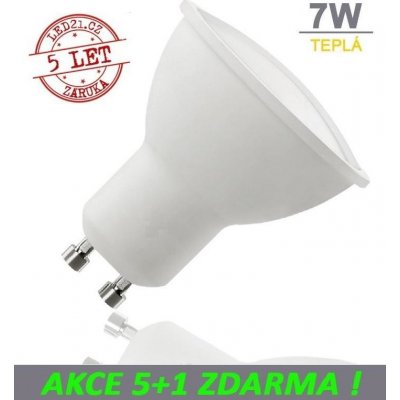 LED21 LED žárovka 7W GU10 500lm Teplá bílá, 5+1 – Zboží Mobilmania