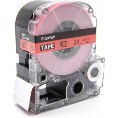 Epson LC-SC24RW, 24mm x 8m, černý tisk / červený podklad, kompatibilní páska