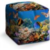 Sedací vak a pytel Sablio taburet Cube korálový útes 40x40x40 cm