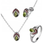 Granát Turnov Stříbrný set šperků 1445 s českým granátem a vltavínem, rhodiovaný - kapka 61 klapka – Hledejceny.cz