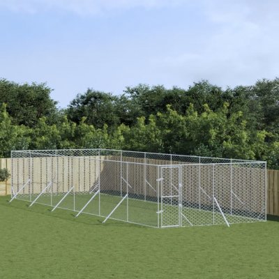 vidaXL Venkovní psí kotec stříbrný 400 x 1200 x 200 cm – Zboží Mobilmania