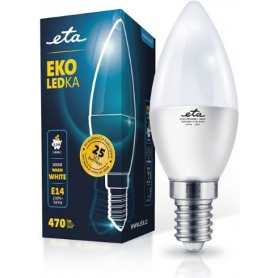 ETA EKO LEDka svíčka 5,5W, E14, teplá bílá ETAC37W55WW01 – Zbozi.Blesk.cz