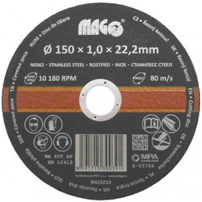 Magg Řezný kotouč na nerez 150 x 1,0 x 22,2 mm RN15010 – Zboží Dáma