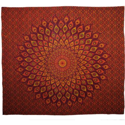 BOB Batik indický přehoz na postel Paví oko červený 230 x 210 cm
