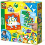 SES CREATIVE Prstové barvy 3x45ml baby kreativní set dobarvi si dinosaura 14442x – Hledejceny.cz