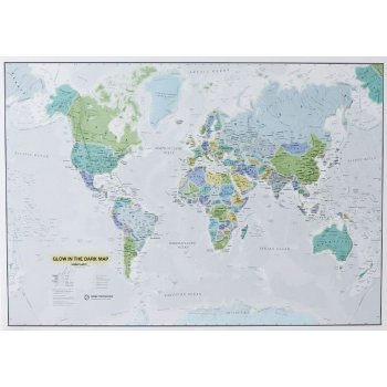 Maps International Svět - nástěnná politická mapa svítící ve tmě Varianta: bez rámu v tubusu, Provedení: papírová mapa
