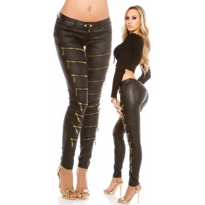 Koucla leatherlook pants with deco Zips black – Zboží Mobilmania