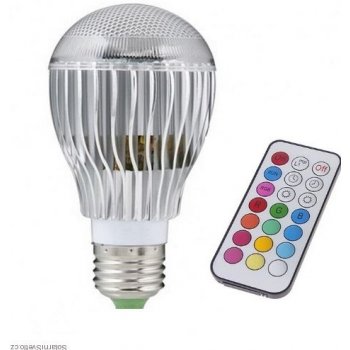 žárovka LED E27 RGB 5W color + dálk.ovl.