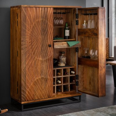 LuxD Designová barová skříňka Shayla 141 cm hnědá / mango – Zboží Mobilmania