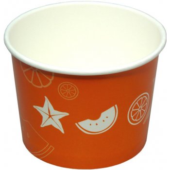 DEKOS Kelímek papírový na zmrzlinu 450ml 110mm tisk FRUITS oranžový