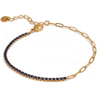 Grace Jewellery Elegantní náramek se zirkony chirurgická ocel BN-10-1306A-4 Modrá