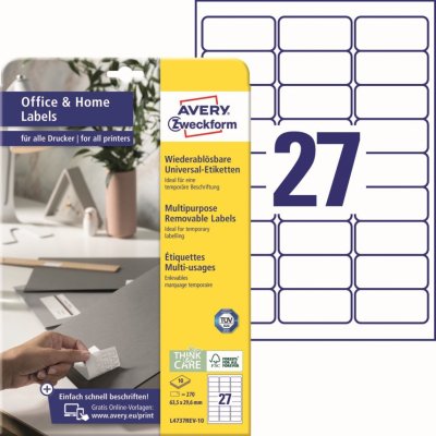 Avery Zweckform A4, bílé L4737REV-10 – Zboží Mobilmania