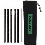 Ecocare Ekologická kovová brčka Maxi Černé se vzorem 5 ks – Zboží Mobilmania