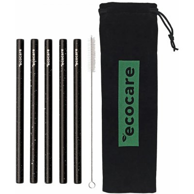 Ecocare Ekologická kovová brčka Maxi Černé se vzorem 5 ks – Zboží Mobilmania