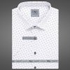 Pánská Košile AMJ pánská bavlněná košile krátký rukáv slim-fit VKB1369 vzorovaná bílá