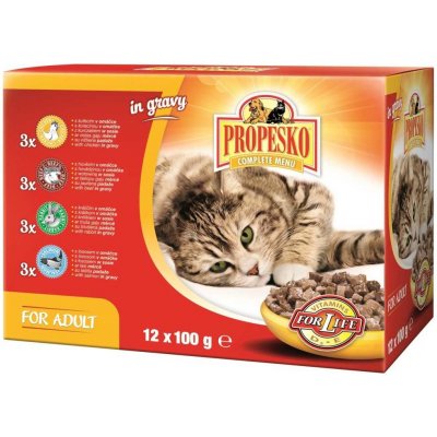 Propesko Cat hovězí kuřecí jehněčí a zvěřina 12 x 100 g