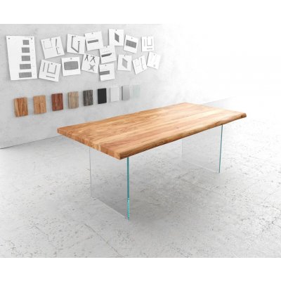 DELIFE Edge 200 x 100 akácie přírodní sklo Live-Edge – Sleviste.cz