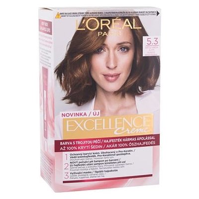 L'Oréal Paris Excellence Creme Triple Protection barva na vlasy na barvené vlasy na všechny typy vlasů 5,3 Natural Light Golden Brown 48 ml – Zboží Mobilmania