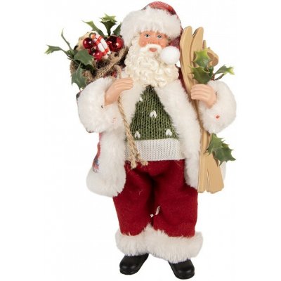 Vánoční dekorace Santa ve svetru s lyžemi - 16*13*27 cm - Clayre & Eef – Hledejceny.cz