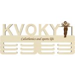 LYMFY Dřevěný držák na medaile s laserováním 45cm Street workout přírodní dřevo – Zboží Dáma