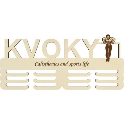 LYMFY Dřevěný držák na medaile s laserováním 45cm Street workout přírodní dřevo – Zboží Dáma