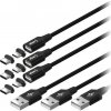 AlzaPower APW-CBMG30320B MagCore 2in1 USB-A to Micro USB/USB-C, 60W, 2m, černý, 3ks
