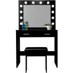Aga Toaletní stolek MRDT11 se zrcadlem a osvětlením taburet matný černý – Zbozi.Blesk.cz