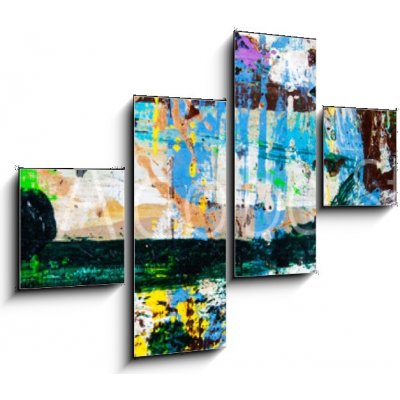 Obraz 4D čtyřdílný - 120 x 90 cm - Abstract art with splashes of multicolor paint; as a fun; creative Abstraktní umění s potřísněním vícebarevnou barvou; jako zábava; tv – Zbozi.Blesk.cz