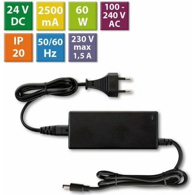 zdroj napájecí pro LED pásky 24V DC 60W (2,5A) ML-732.066.11.1 plast. – Zbozi.Blesk.cz