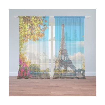 Sablio Záclony Paříž Eifellova věž Flowers: 2ks 150x250cm – Hledejceny.cz