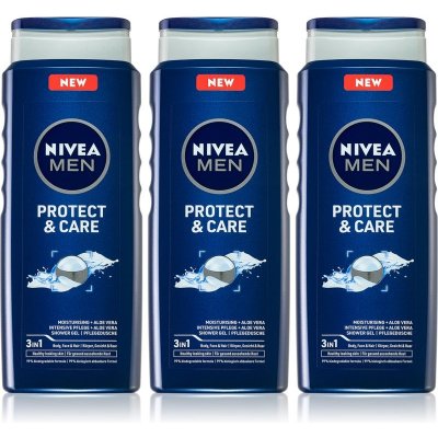 Nivea Men Protect & Care sprchový gel 3 x 500 ml dárková sada – Zbozi.Blesk.cz