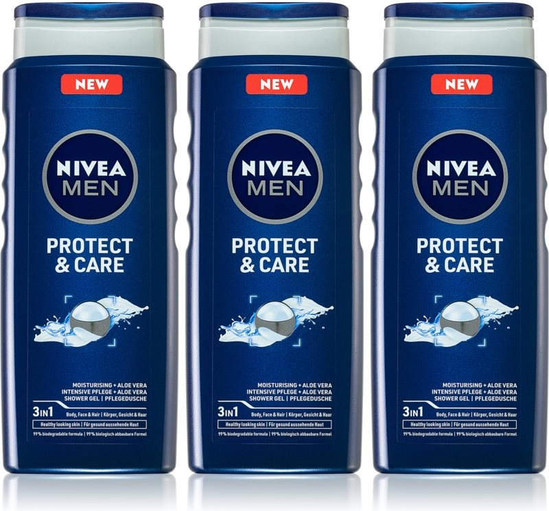 Nivea Men Protect & Care sprchový gel 3 x 500 ml dárková sada