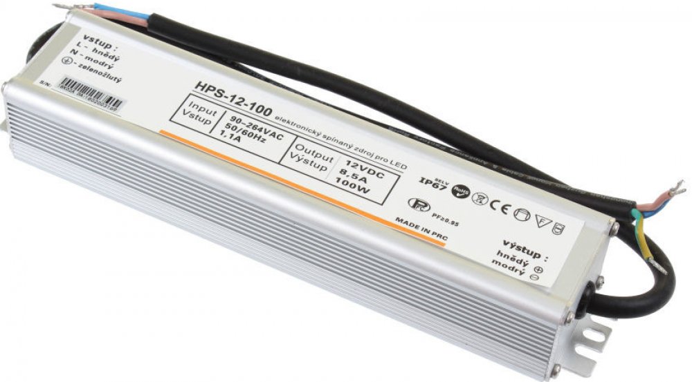 T-LED Trafo pro zapojení LED osvětlení 12V 100W HPS voděodolné IP67 051123  | Srovnanicen.cz