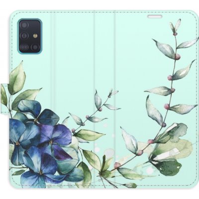 Pouzdro iSaprio Flip s kapsičkami na karty - Blue Flowers Samsung Galaxy A51 – Sleviste.cz