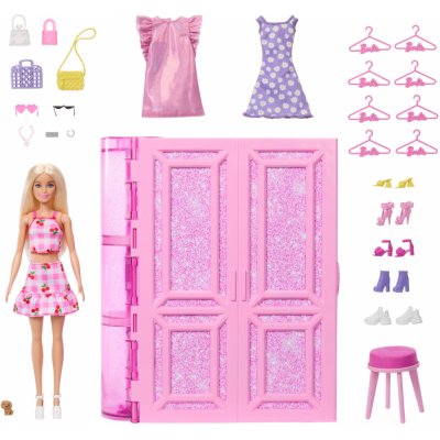 Mattel Barbie Šatník snů v pastelových barvách s panenkou oblečky a doplňky HXD58 – Zboží Dáma