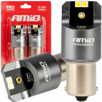 LED žárovky CANBUS PRO series BA15S P21W 4x3030 SMD White 12/24V AMIO-03583 – Hledejceny.cz